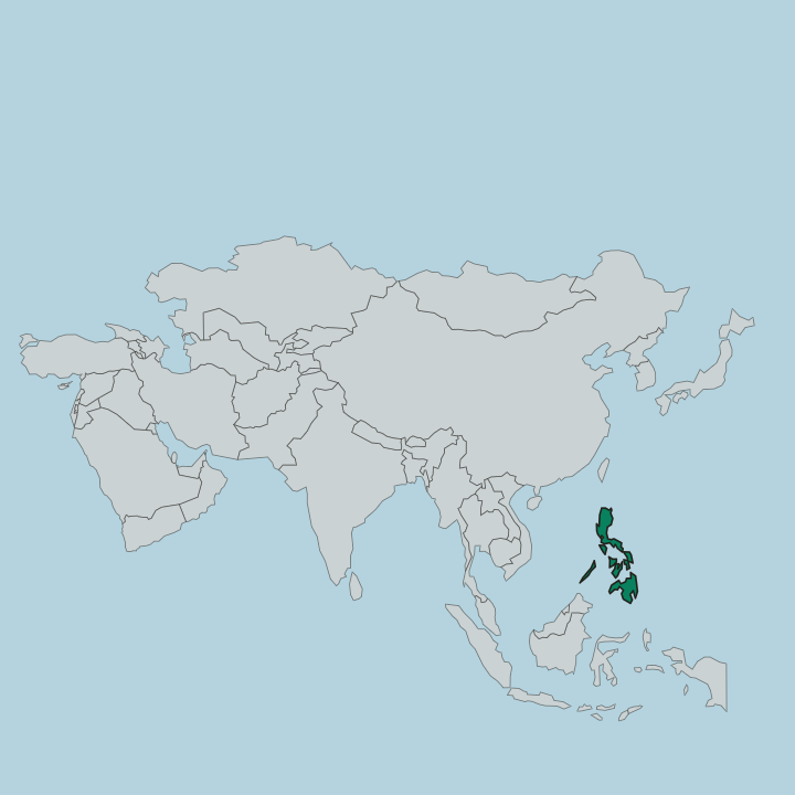 Map showing Philippines — In Asia