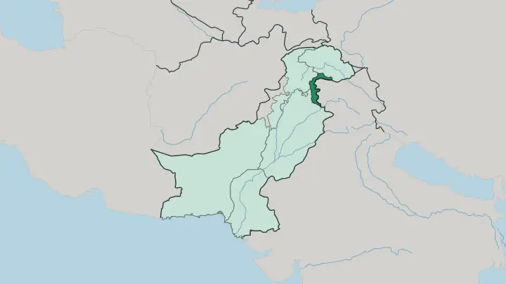 Map of Azad Jammu and Kashmir in Pakistan