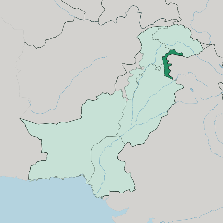 Map showing Azad Jammu and Kashmir — In Pakistan