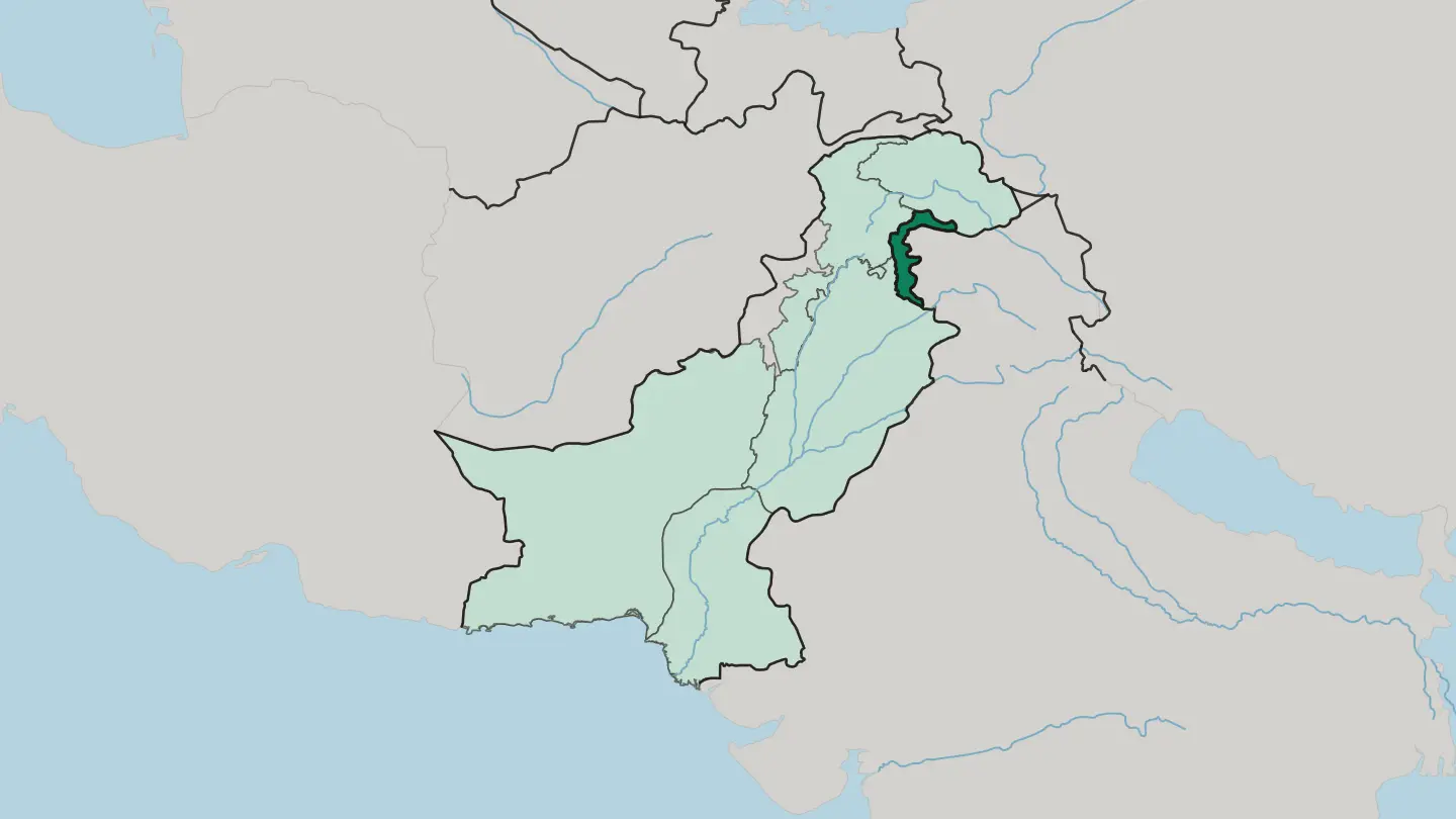 Map of Azad Jammu and Kashmir in Pakistan