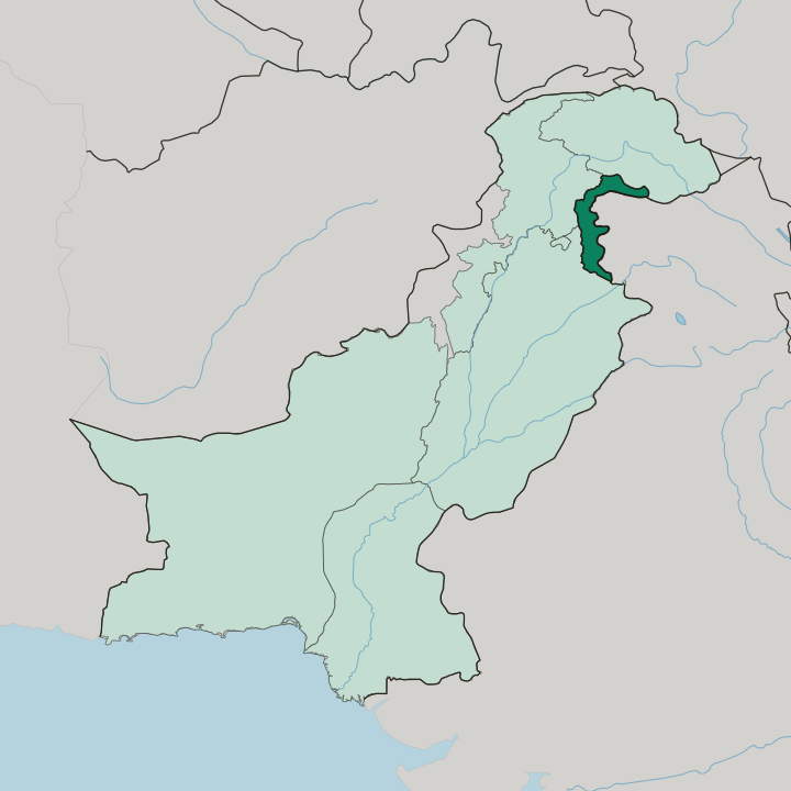 Map showing Azad Jammu and Kashmir — In Pakistan