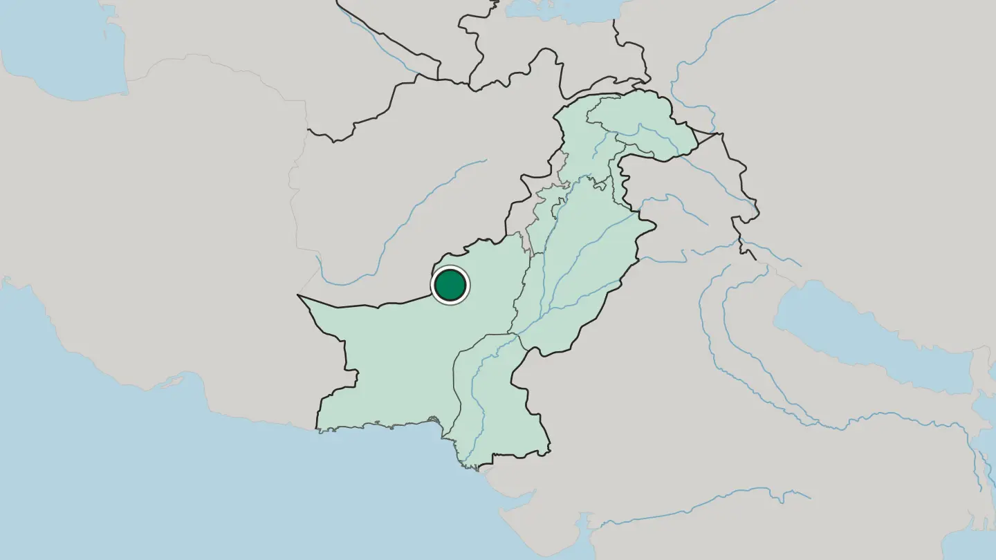 Map of Quetta in Pakistan