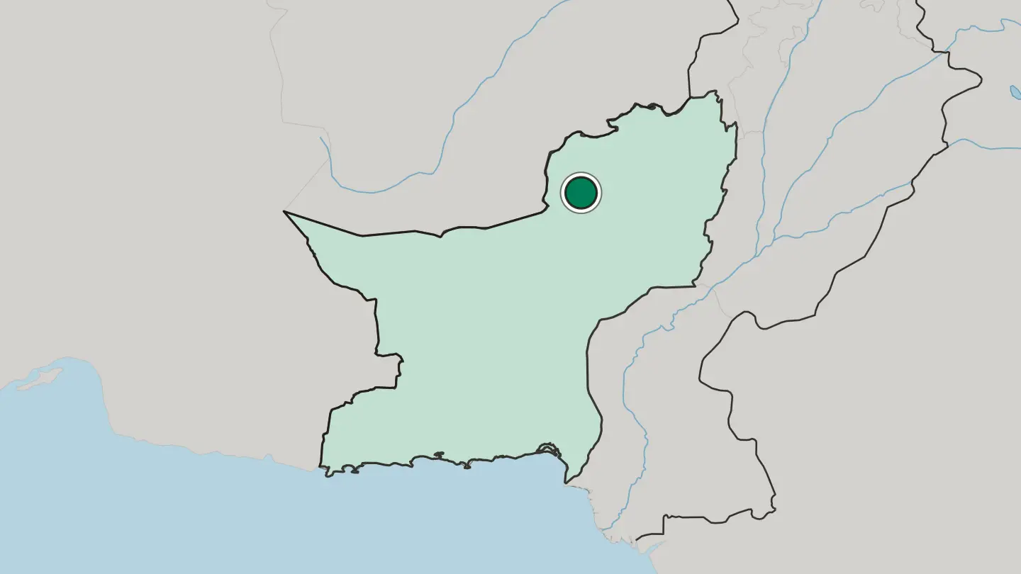 Map of Quetta in Pakistan