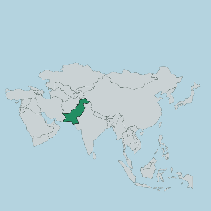 Map showing Pakistan — In Asia