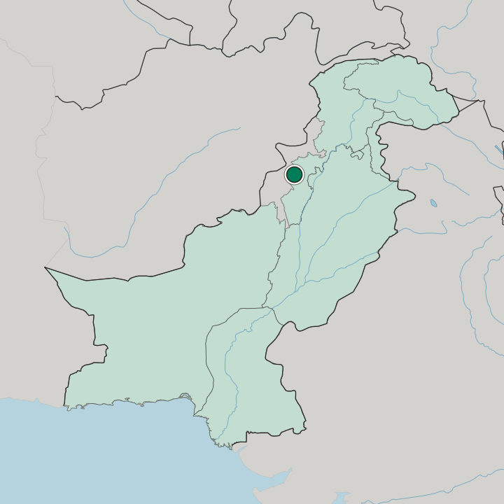 Map showing Bannu — In Pakistan