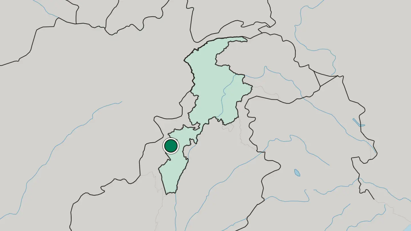 Map of Bannu in Pakistan