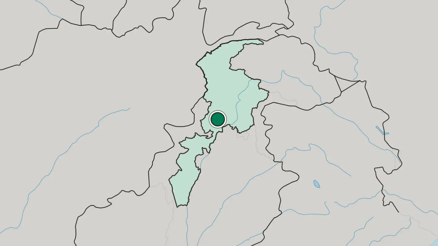 Map of Mardan in Pakistan