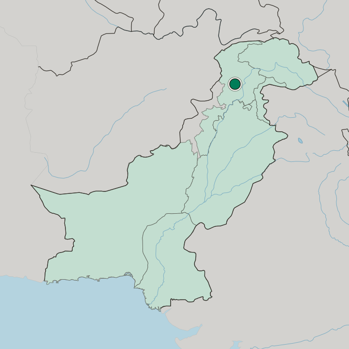 Map showing Mingora — In Pakistan