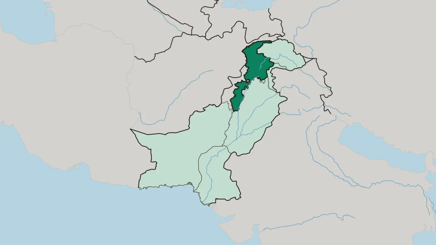 Map of Khyber Pakhtunkhwa Province in Pakistan