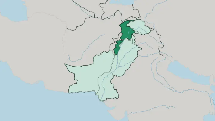 Map of Khyber Pakhtunkhwa Province in Pakistan