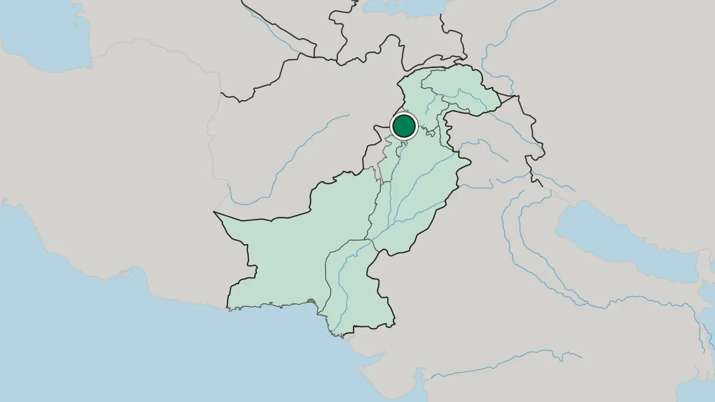 Map of Peshawar in Pakistan