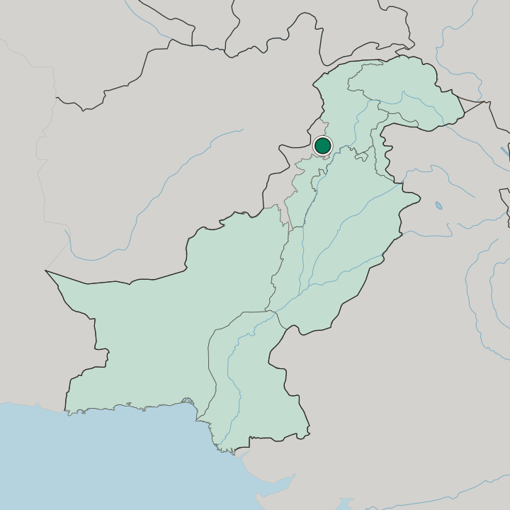 Map showing Peshawar — In Pakistan