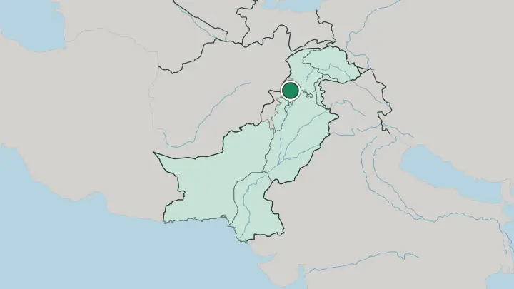 Map of Peshawar in Pakistan