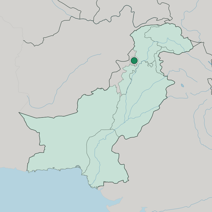 Map showing Peshawar — In Pakistan