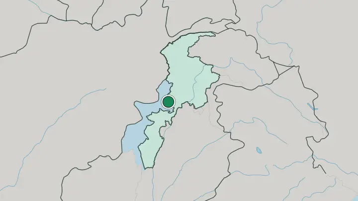 Map of Peshawar in Pakistan