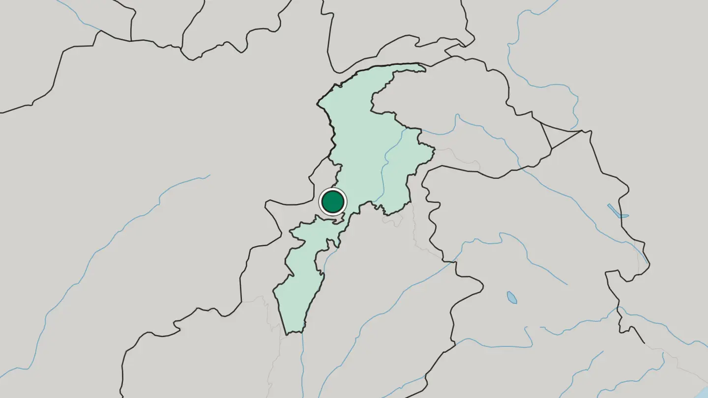 Map of Peshawar in Pakistan