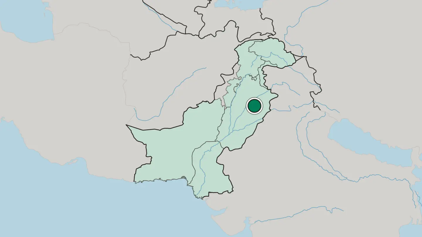 Map of Faisalabad in Pakistan