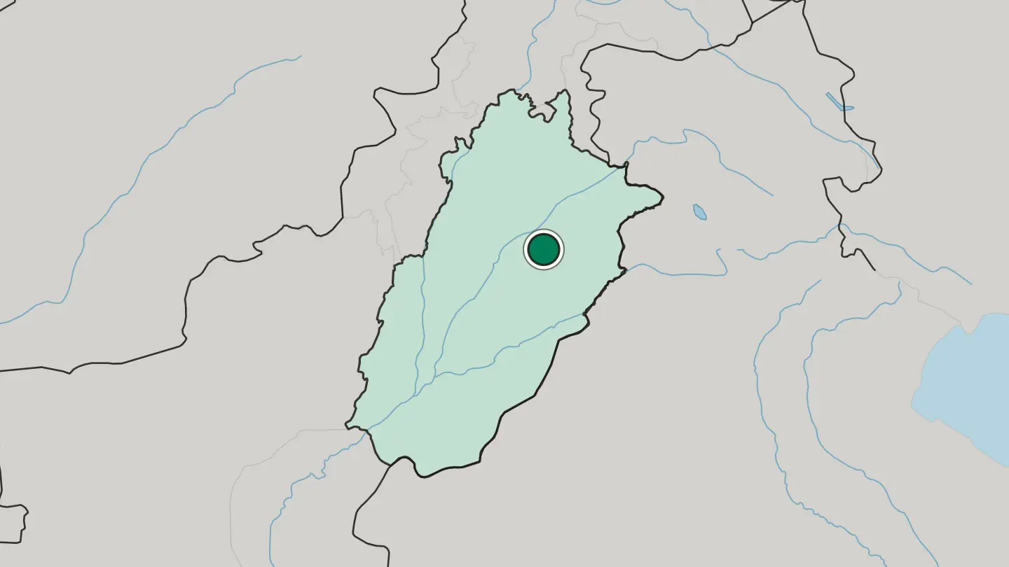 Map of Faisalabad in Pakistan