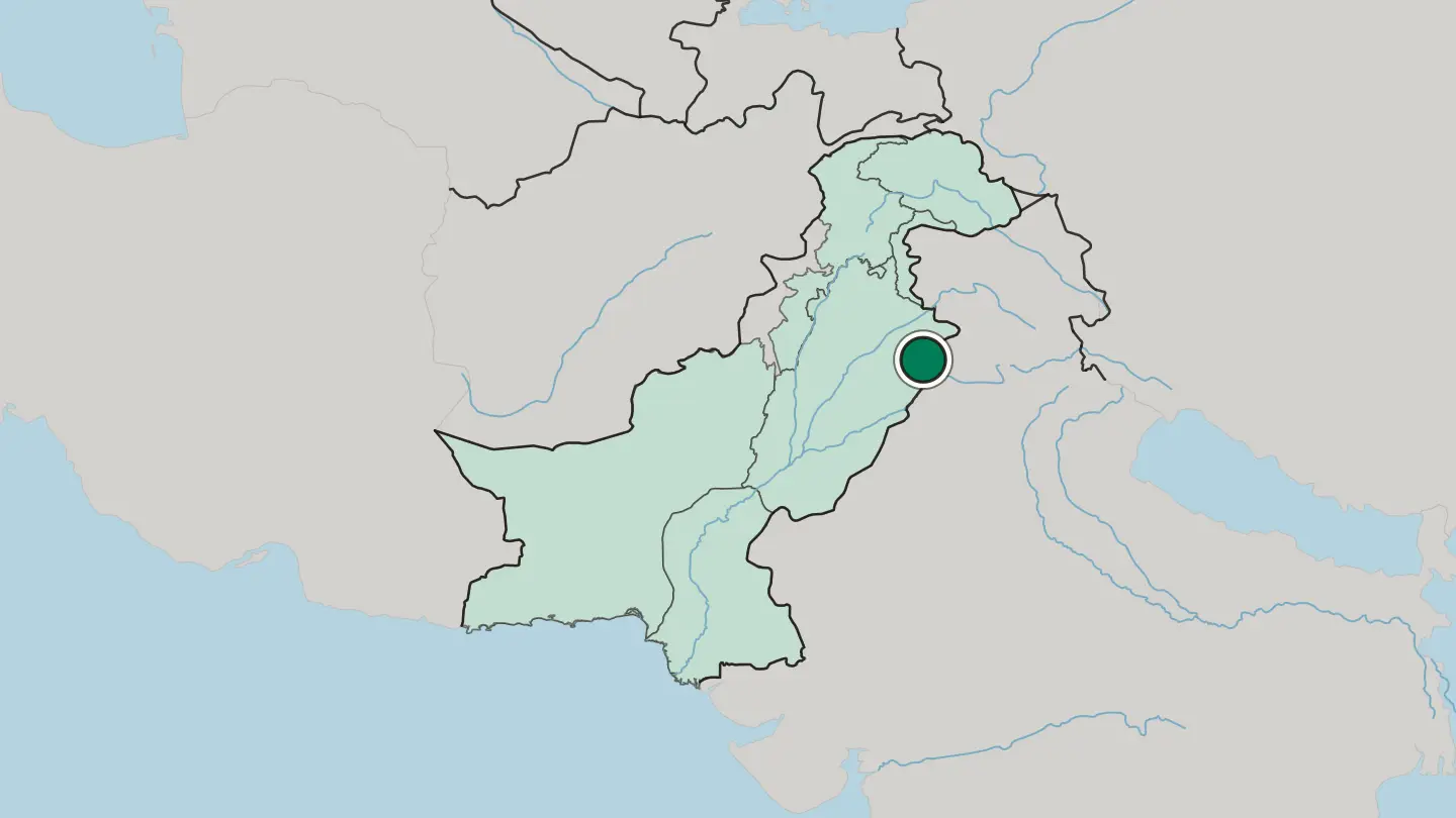 Map of Lahore in Pakistan