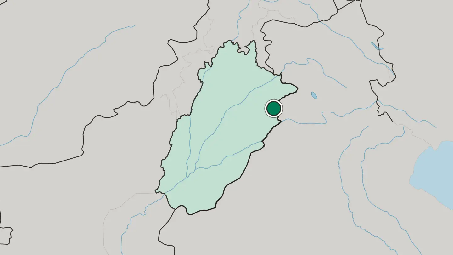 Map of Lahore in Pakistan