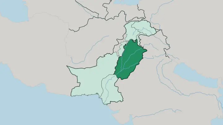 Map of Punjab Province in Pakistan