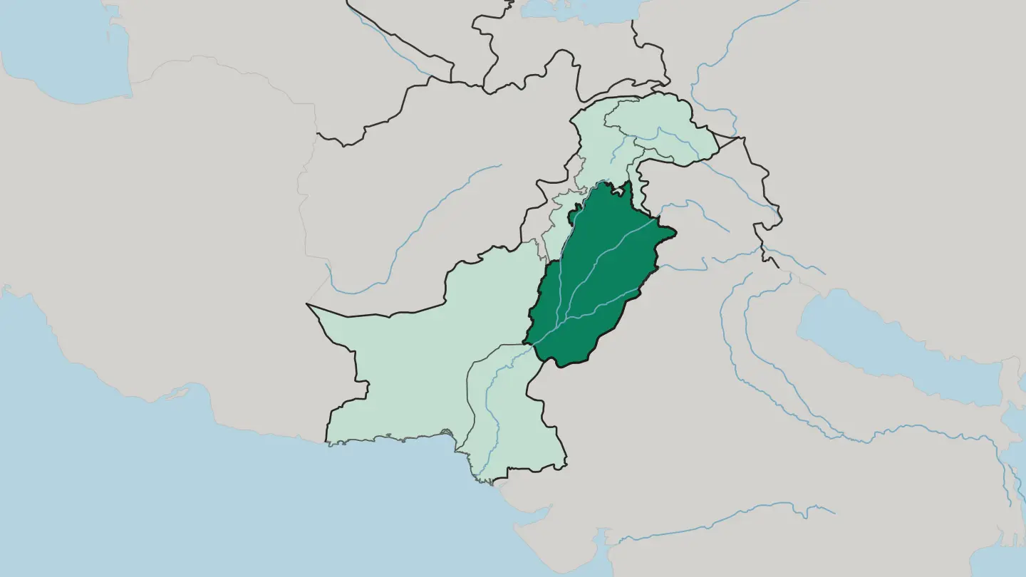 Map of Punjab Province in Pakistan