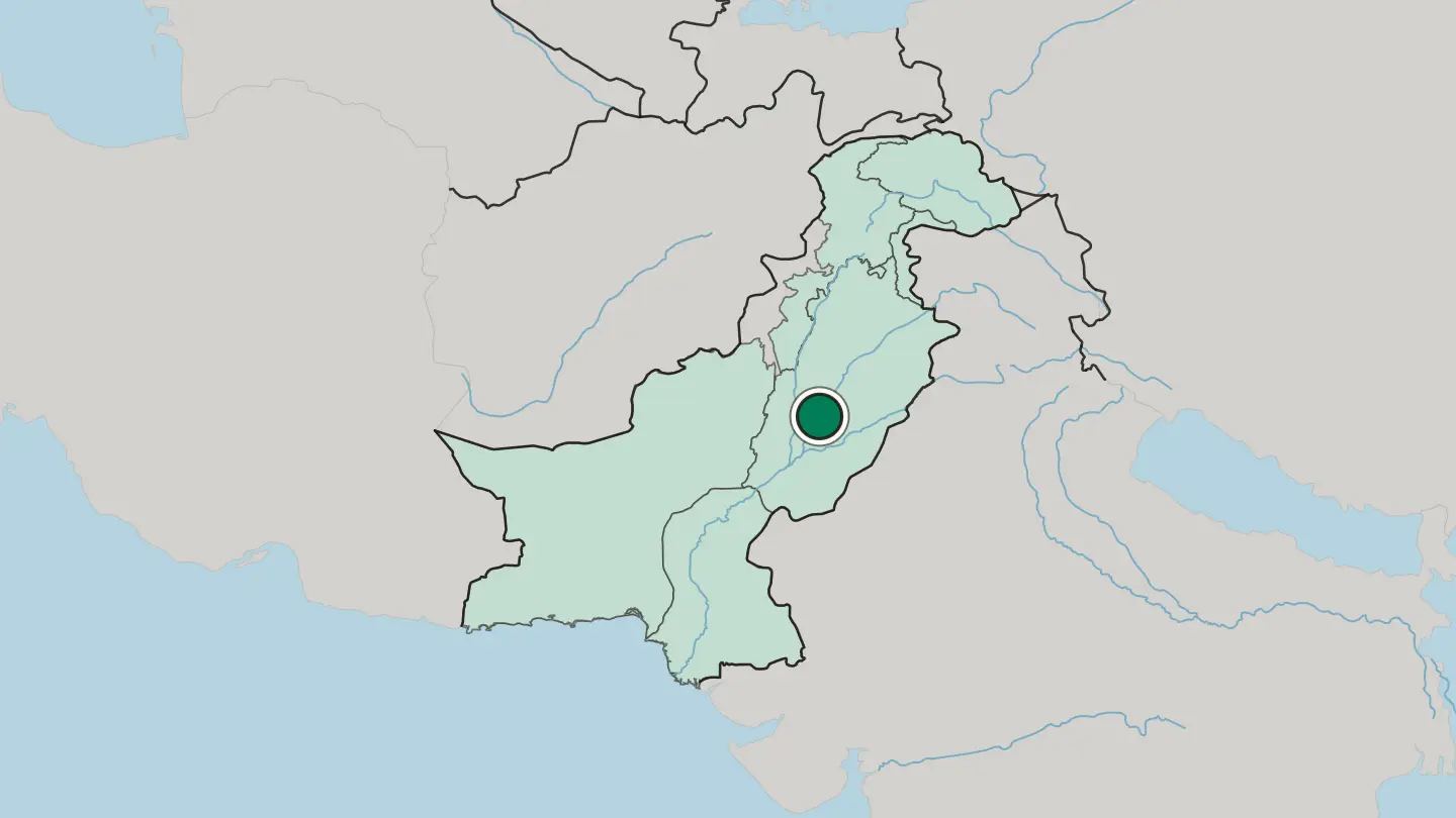 Map of Multan in Pakistan
