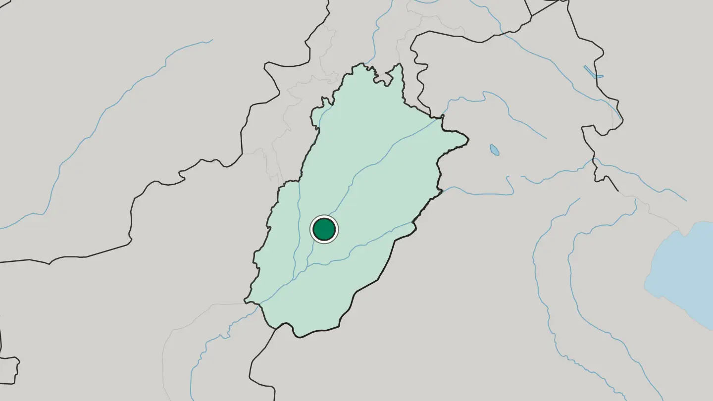 Map of Multan in Pakistan