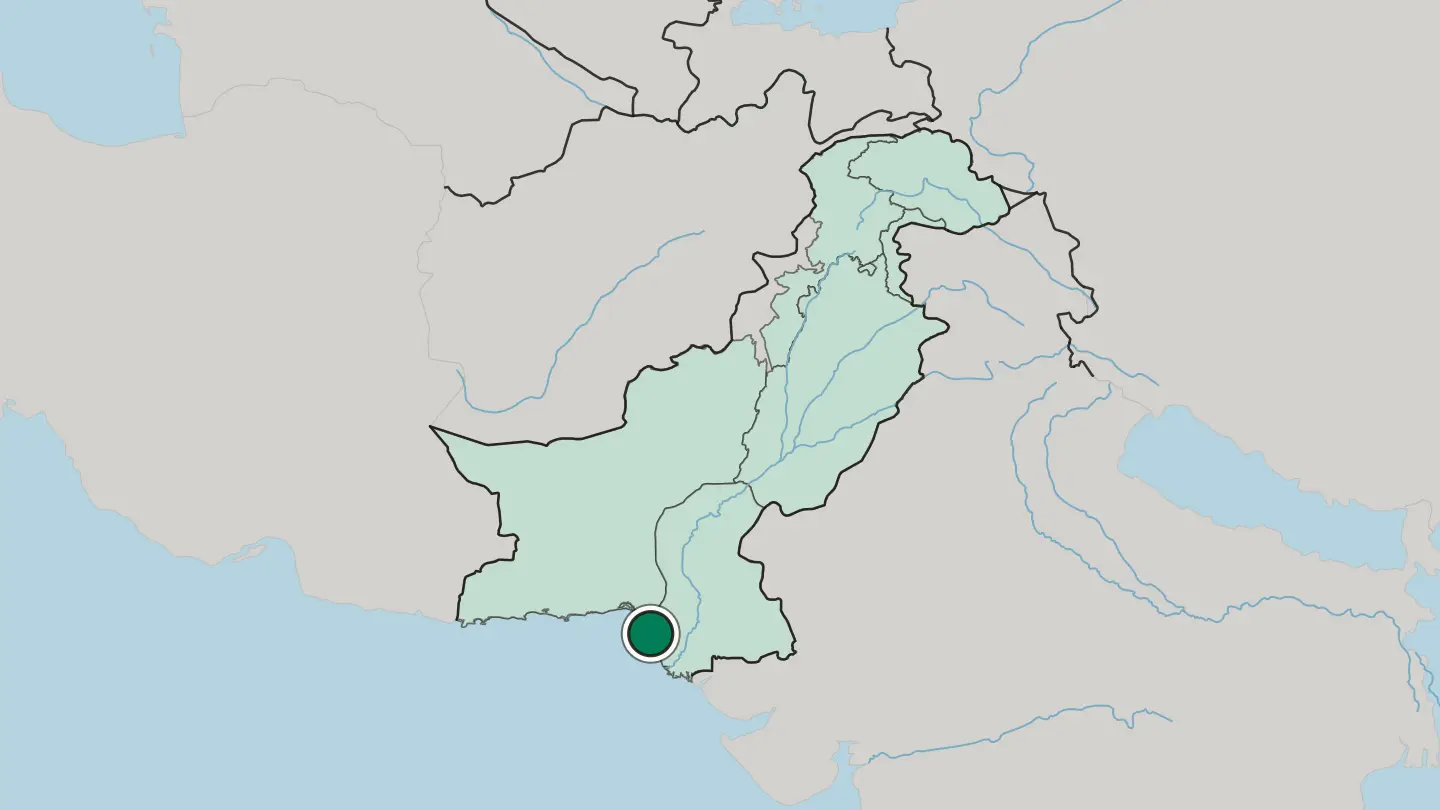 Map of Karachi in Pakistan