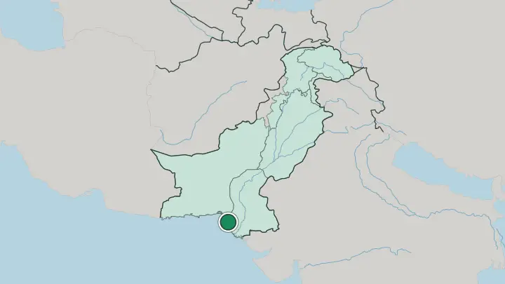 Map of Karachi in Pakistan