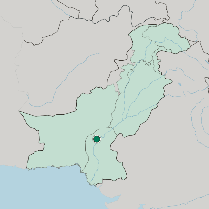 Map showing Larkana — In Pakistan