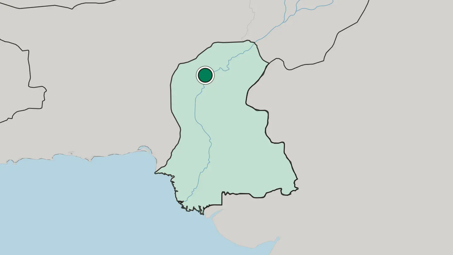 Map of Larkana in Pakistan