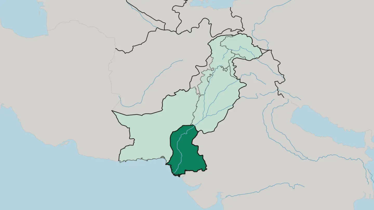 Map of Sindh in Pakistan