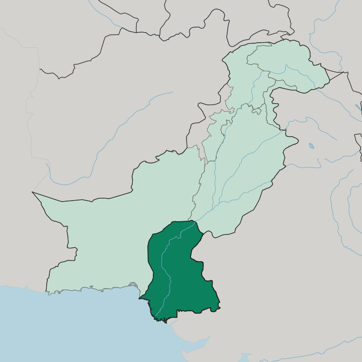 Map showing Sindh — In Pakistan