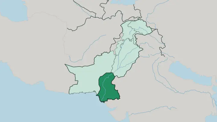 Map of Sindh in Pakistan