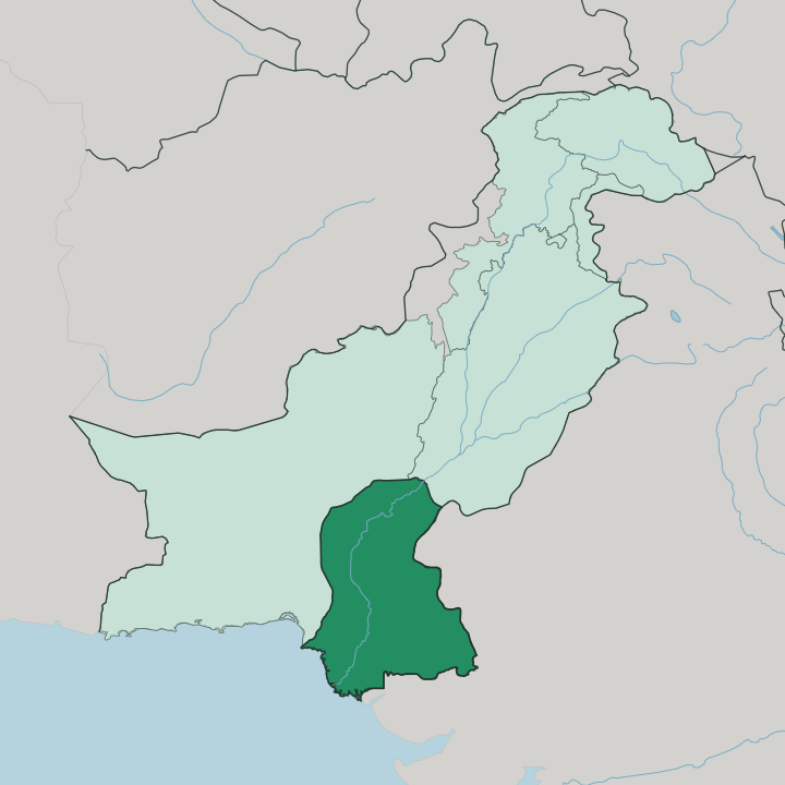 Map showing Sindh — In Pakistan