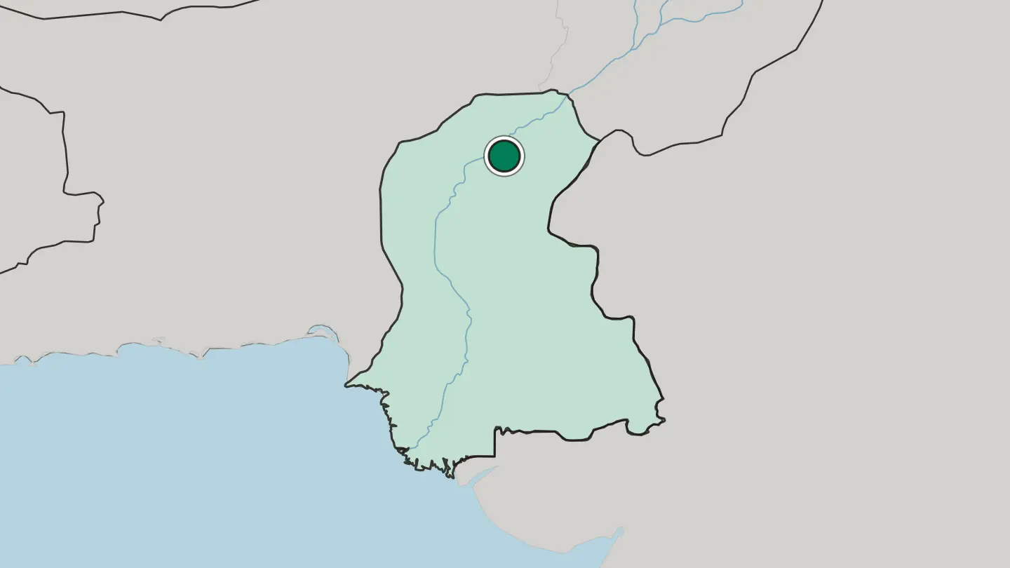 Map of Sukkur in Pakistan