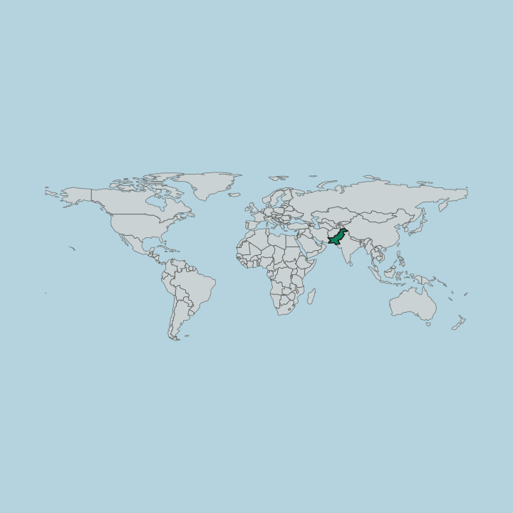 Map showing Pakistan — Worldwide