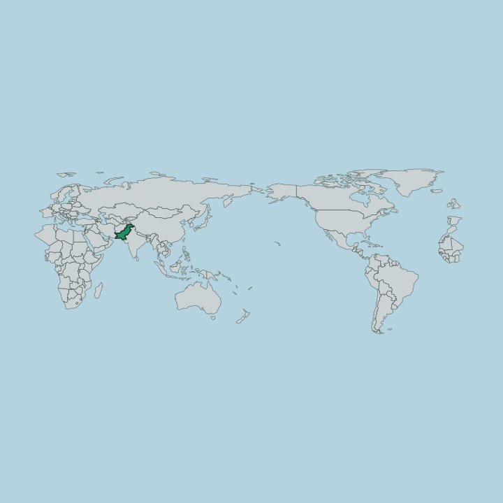 Map showing Pakistan — Worldwide