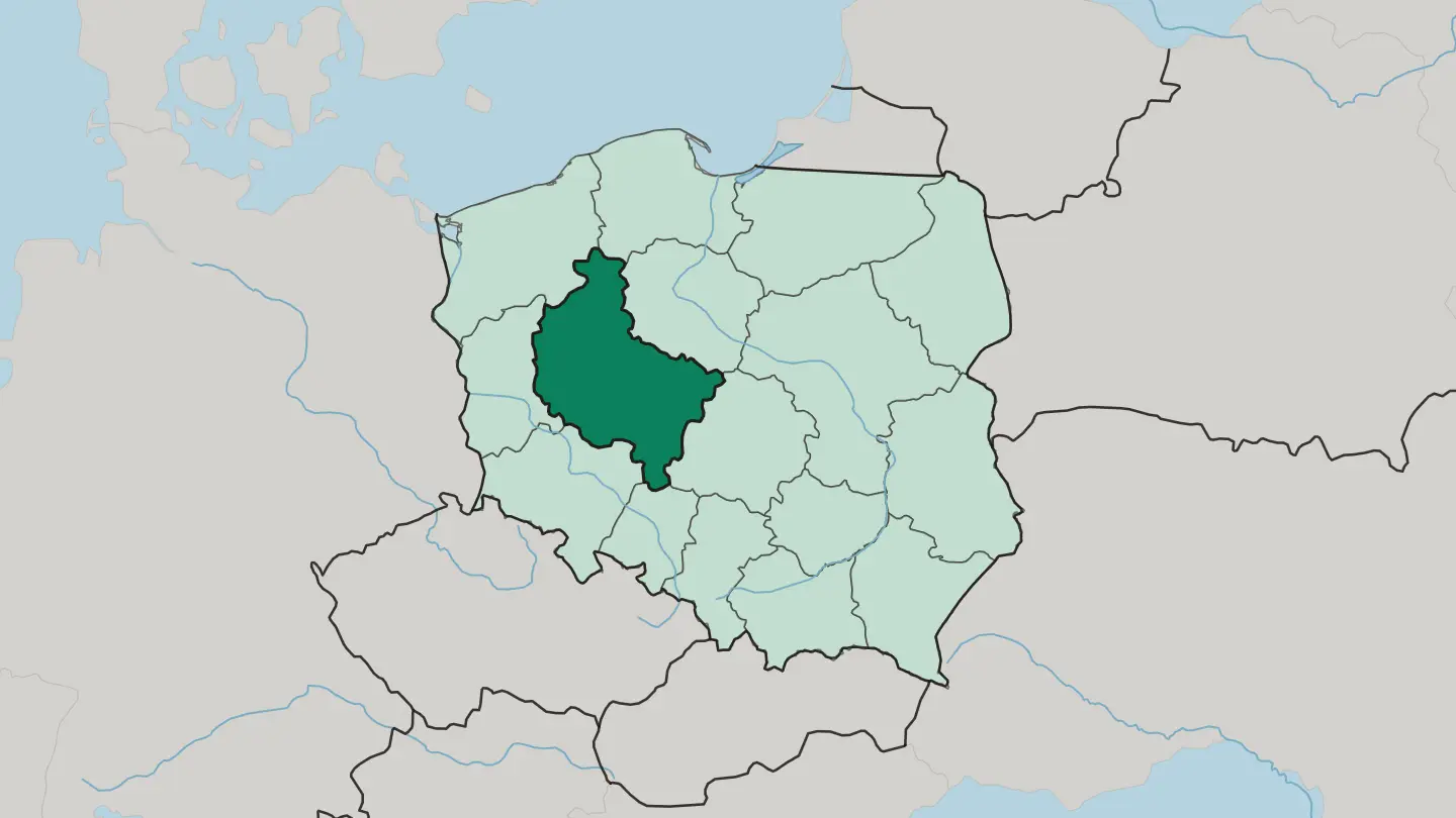 Map of Greater Poland Voivodeship in Poland