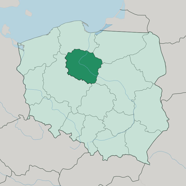 Map showing Kuyavian-Pomeranian Voivodeship — In Poland