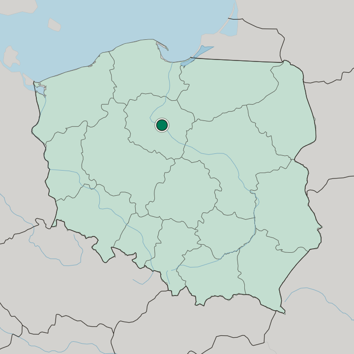 Map showing Toruń — In Poland