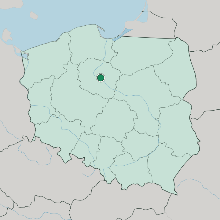 Map showing Toruń — In Poland