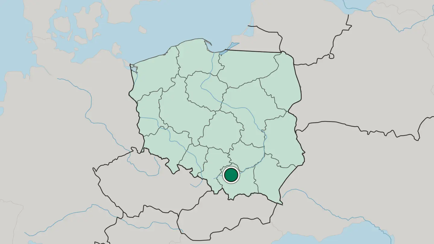 Map of Kraków in Poland