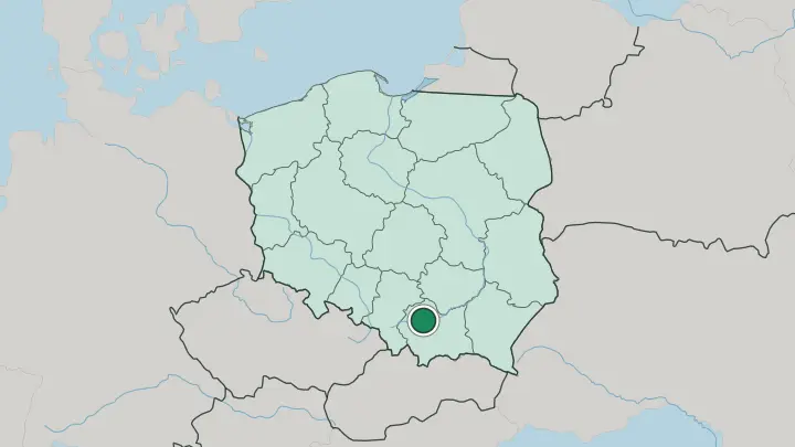 Map of Kraków in Poland