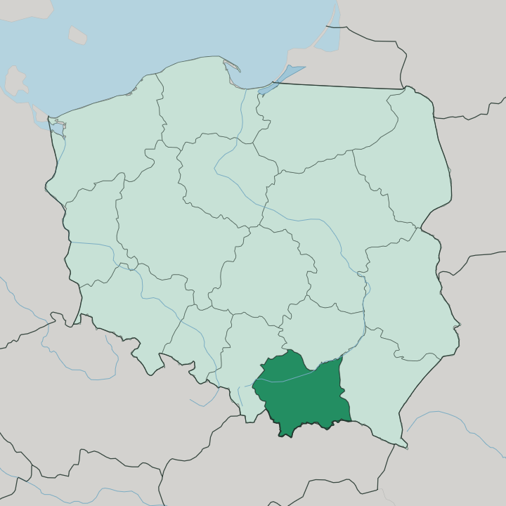 Map showing Lesser Poland Voivodeship — In Poland