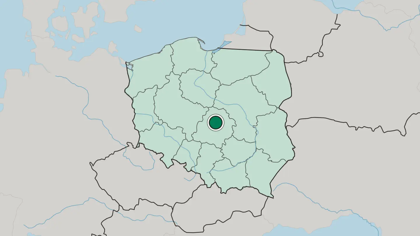 Map of Łódź in Poland