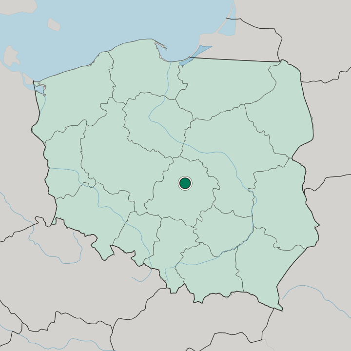 Map showing Łódź — In Poland
