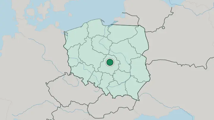 Map of Łódź in Poland