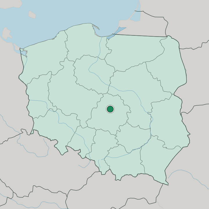 Map showing Łódź — In Poland